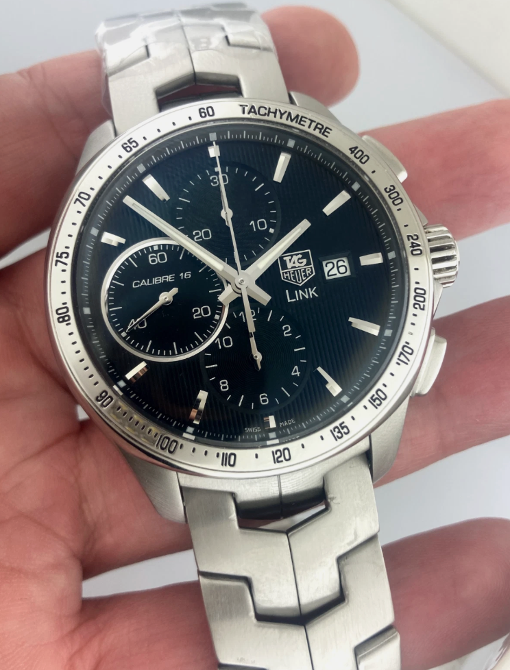 Thumbnail: Tag Heuer 43mm Automatic Chronograph Calibre 16 CAT2010.BA0952 Link Date (SOLD)