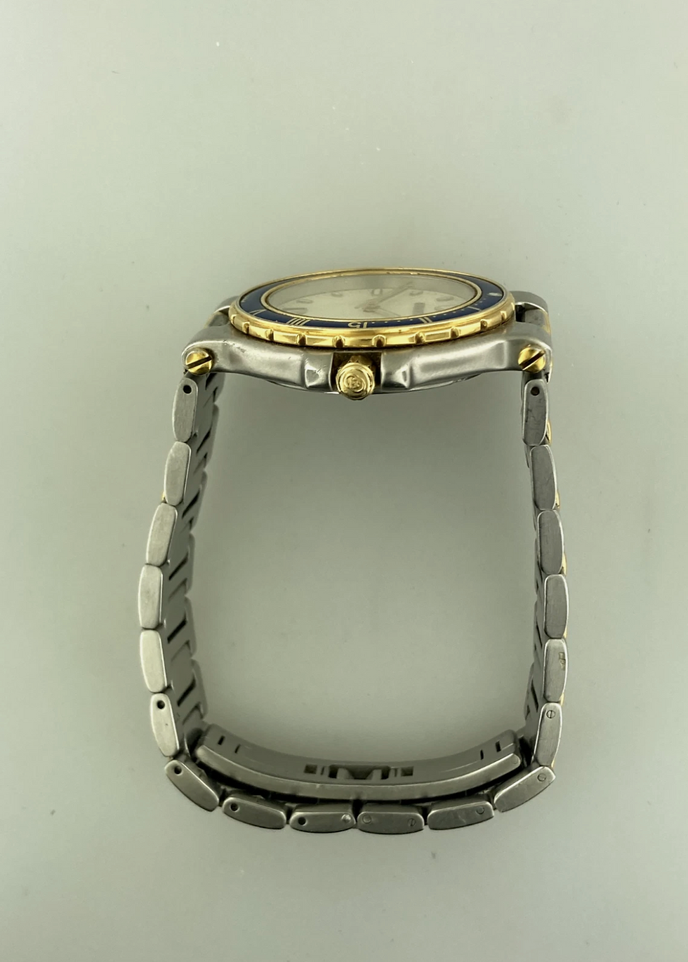 Thumbnail: Gucci 35mm Classic Gold & Steel Vintage Diver Quartz Cream Dial 9700M Blue Bezel