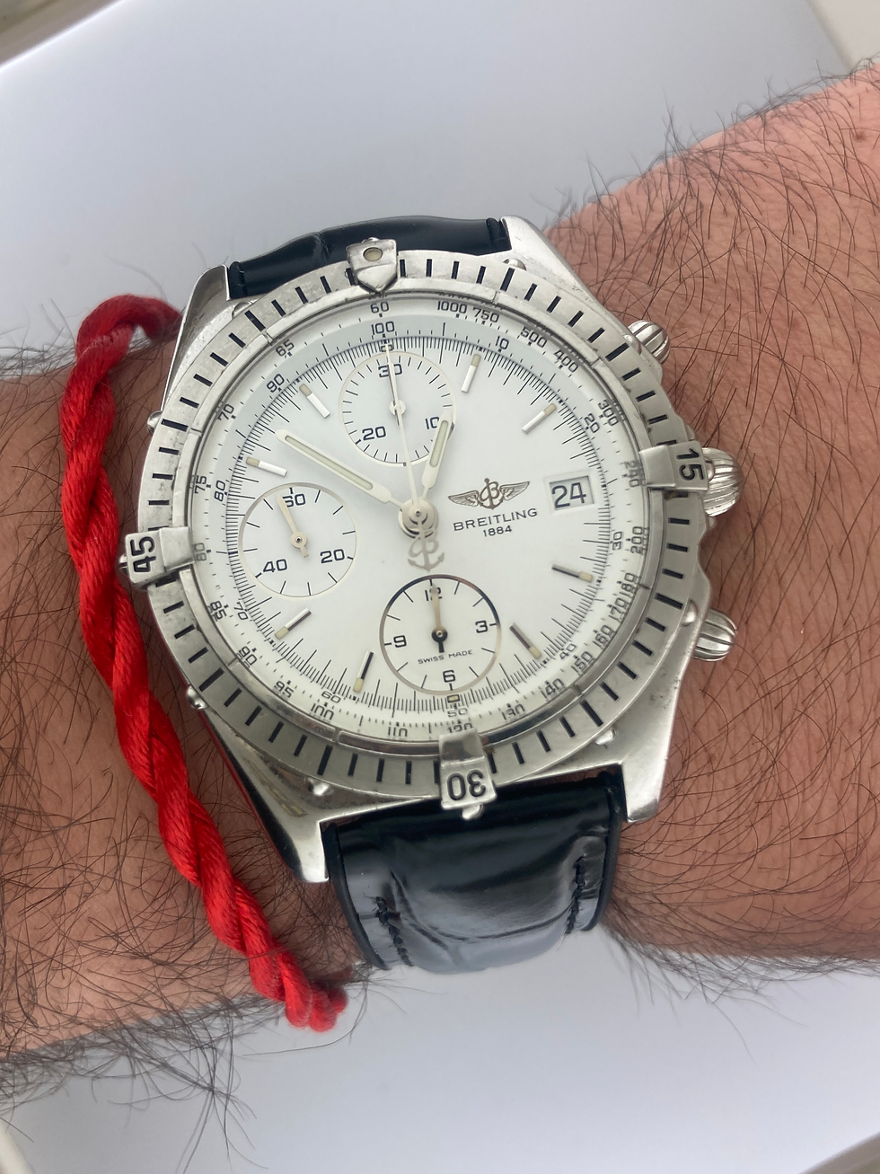 Thumbnail: Breitling Chronomat 39mm Chronograph A13048 White Dial Automatic Date Caliber 13