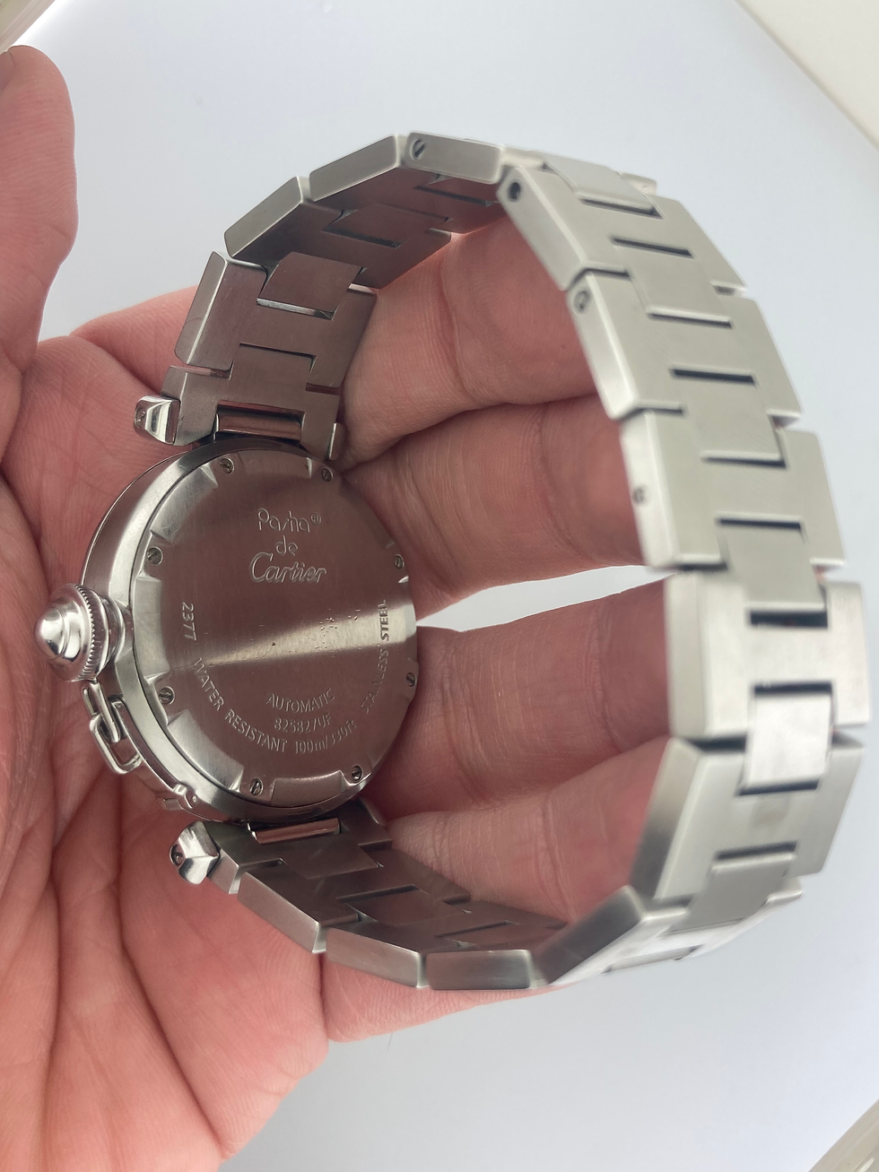 Thumbnail: Cartier 35mm de Pasha C GMT 2377 W31029M7 Silver Globe Grid Dial Auto ( SOLD )