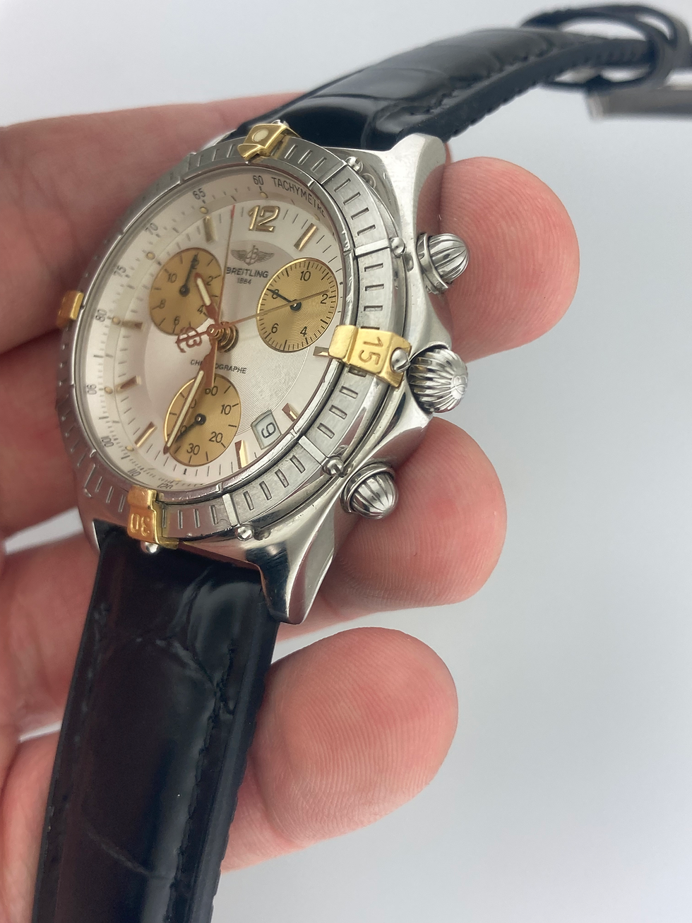 Thumbnail: Breitling 40mm Sirius Perpetual Chronograph B53011 Quartz Steel 18k Gold Silver