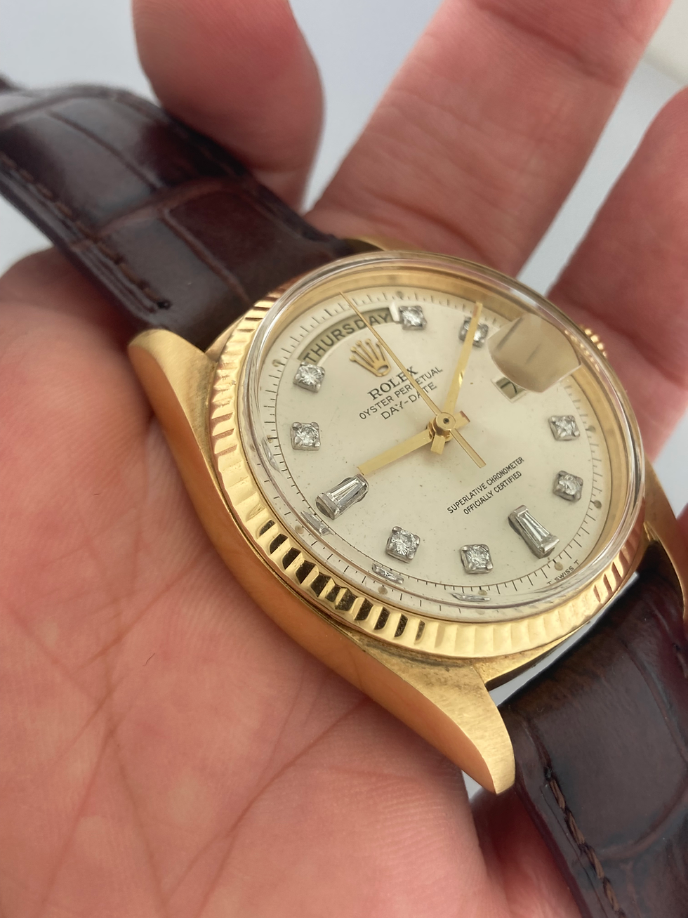 Thumbnail: Rolex 36mm Presidential 1803 Day Date 18k Solid Yellow Gold Silver Diamond Dial