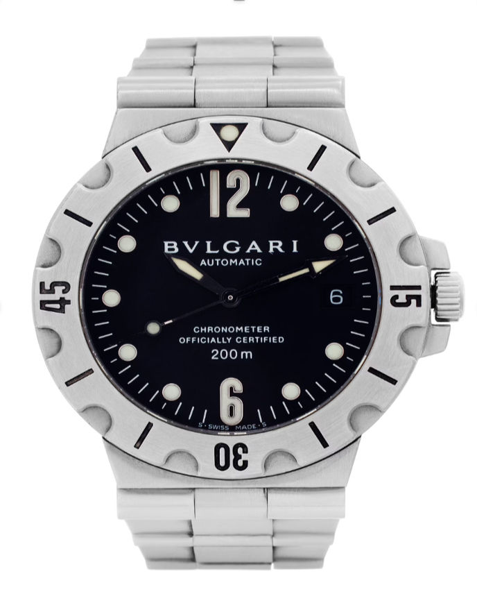 BVLGARI Diagono Scuba 38mm SD 38 S Automatic Chronometer Steel 200m Black Dial