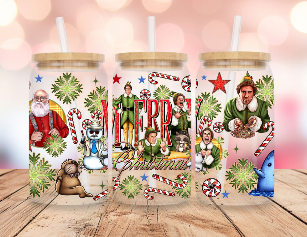 Buddy the Elf 16oz libbey can glass