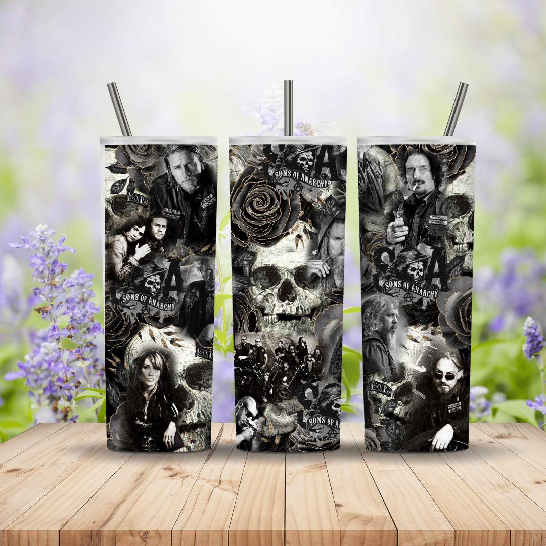 Sons Of Anarchy gold tipped roses Collage 20oz Tumbler