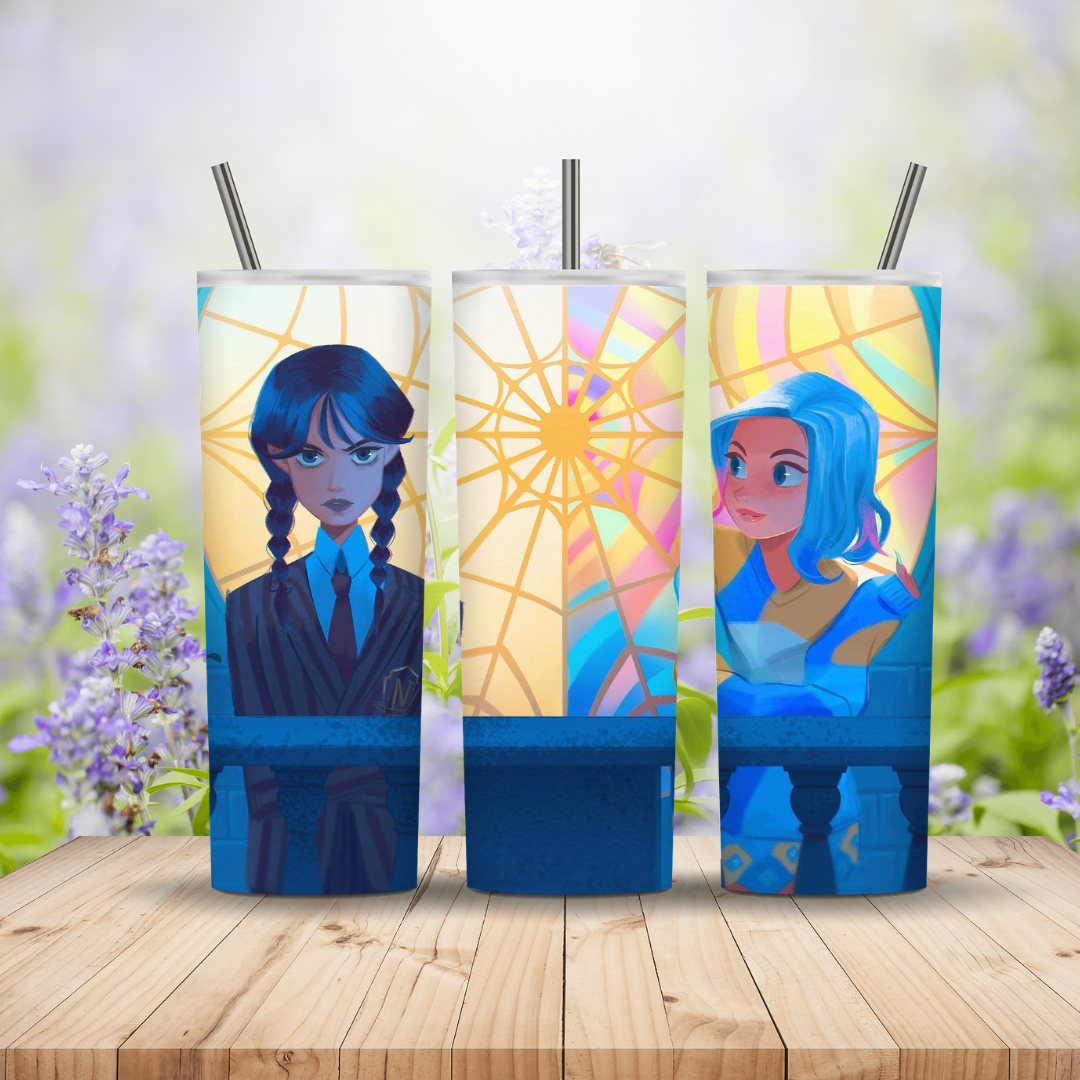 Wednesday and Enid cartoon style 20oz Tumbler