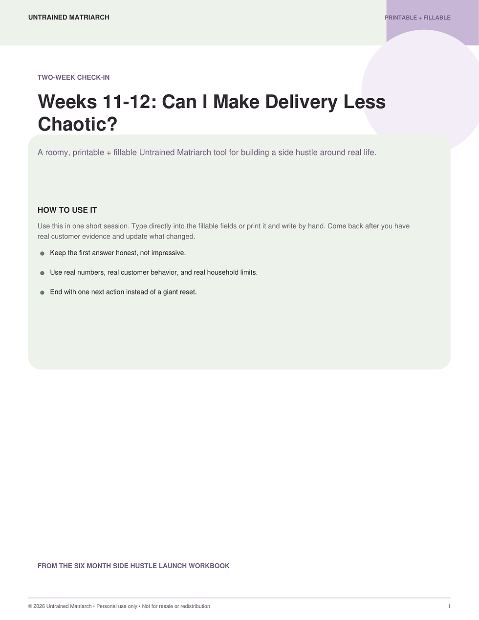Weeks 11-12: Can I Make Delivery Less Chaotic? printable by Untrained Matriarch