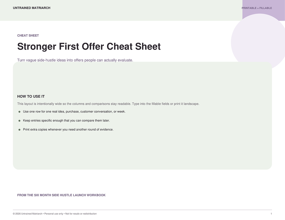 Stronger First Offer Cheat Sheet printable by Untrained Matriarch