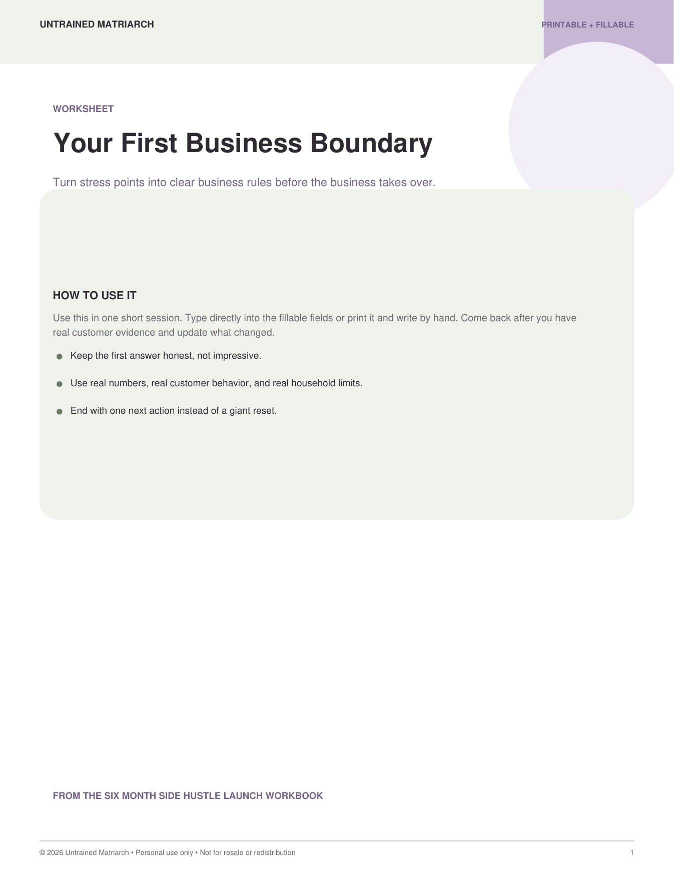 Your First Business Boundary printable by Untrained Matriarch