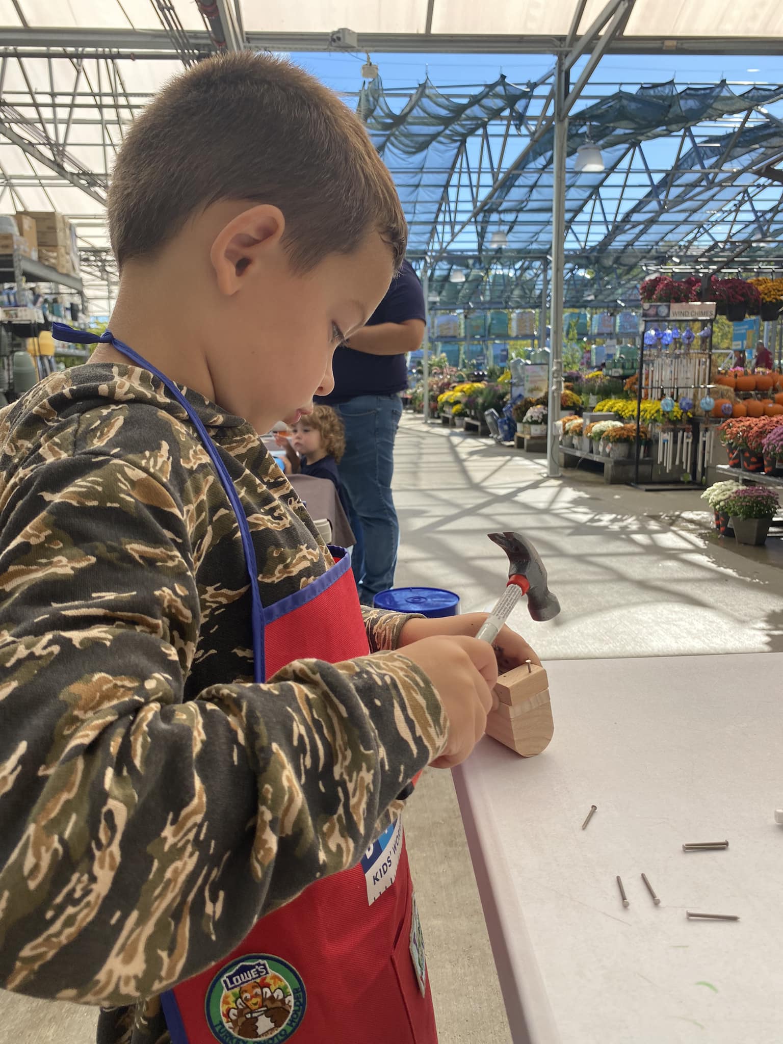 Mason at Lowes workshop