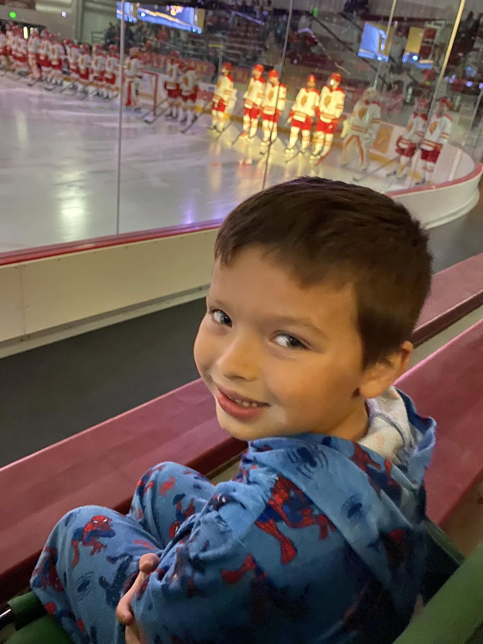 Mason at hockey game
