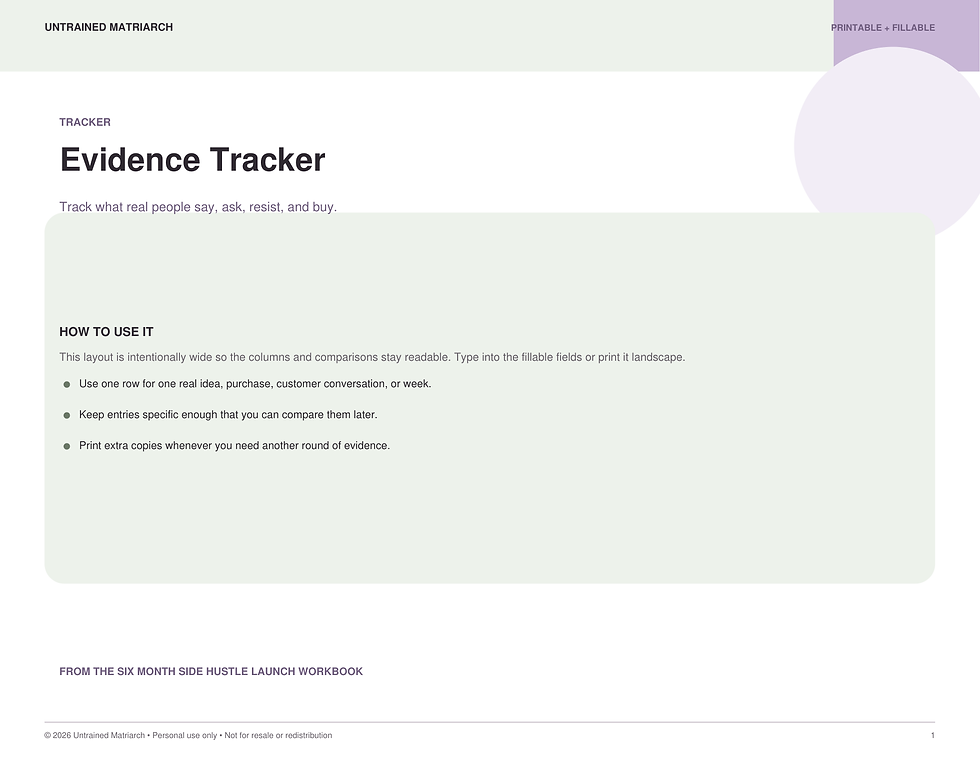 Evidence Tracker printable by Untrained Matriarch