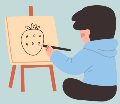 Child being creative and using imagination to create an image