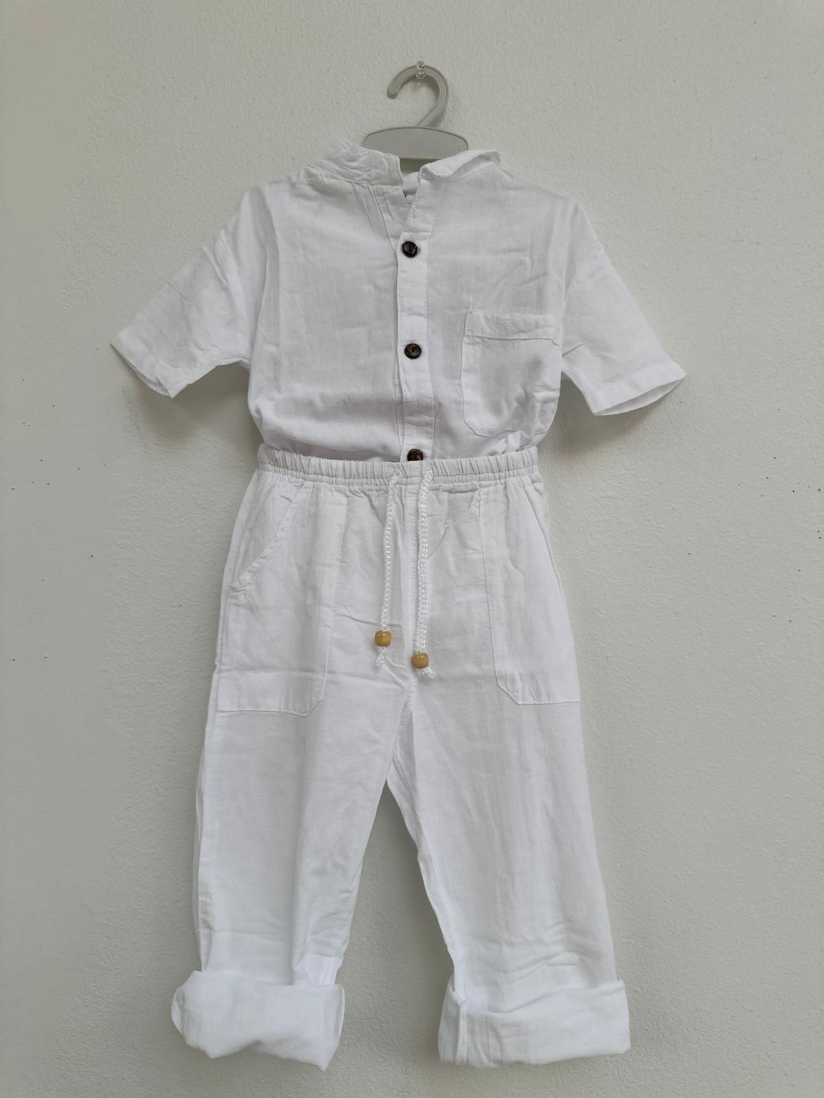 Conjunto Lino Blanco Niño Talla Grande