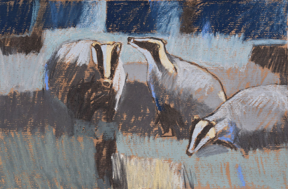'Badgers at the edge of the wood II'
