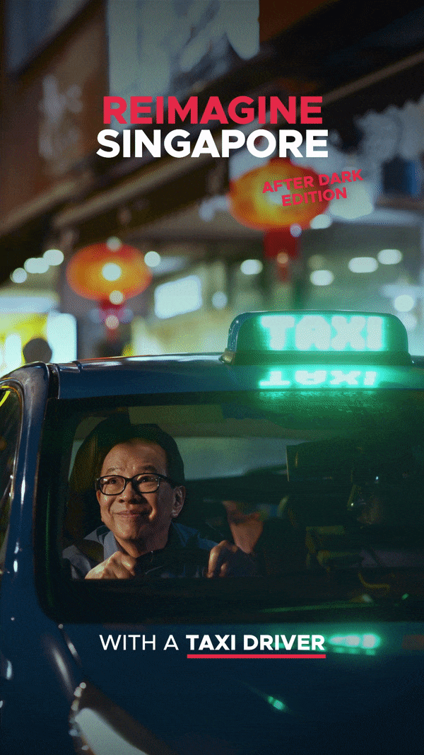 Key visual for Reimagine Food campaign featuring a taxi driver in singapore