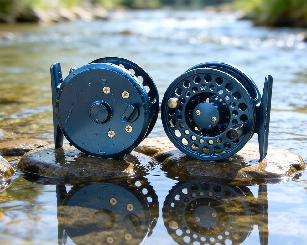 small blue trek fly reel