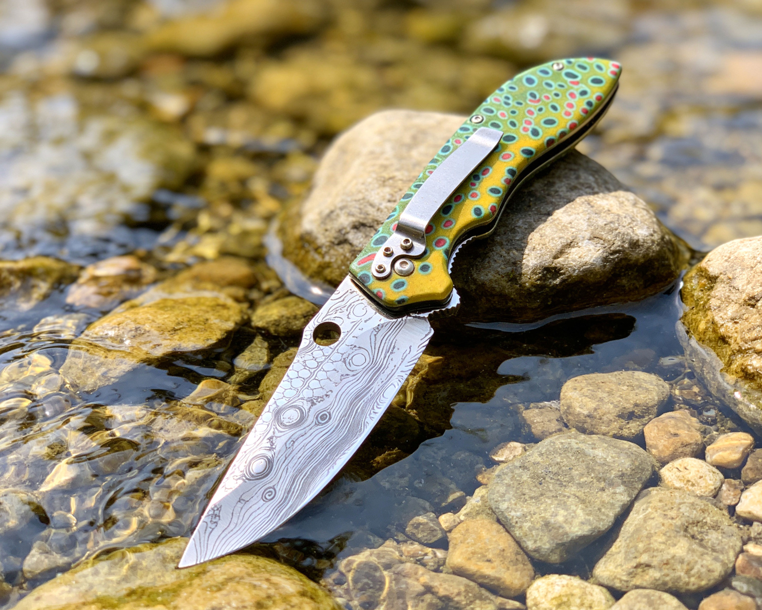 custom etched trout knife