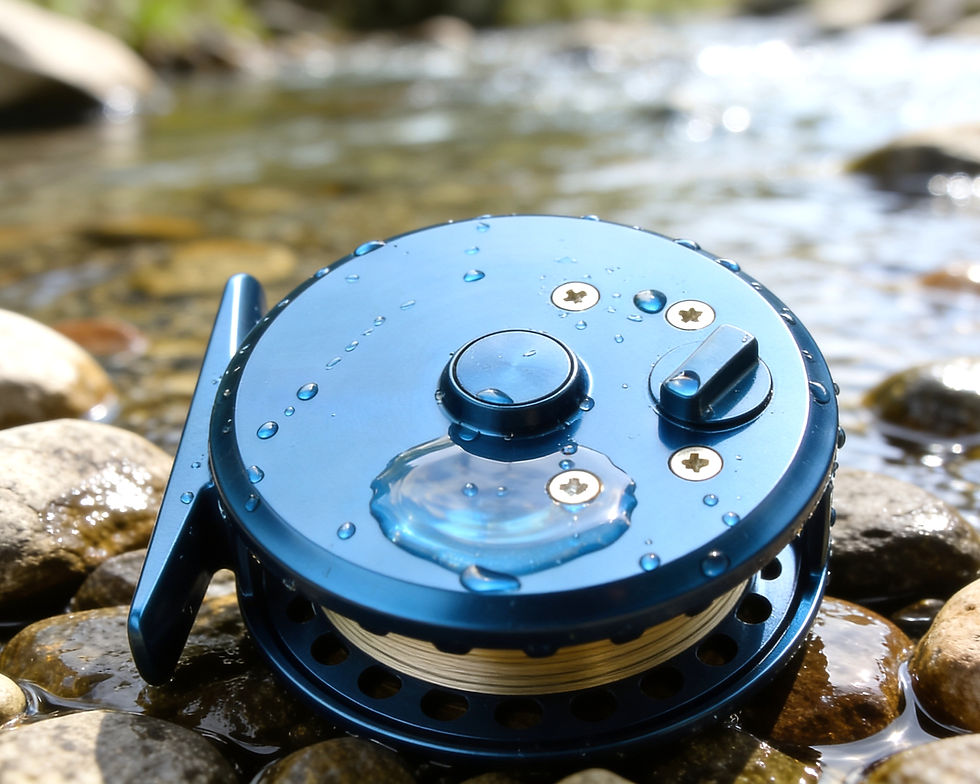 small blue trek fly reel