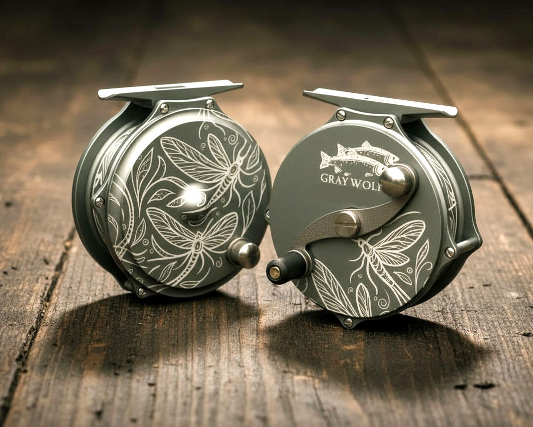 Mayfly Etched Model 2 Raised Pillar Reel