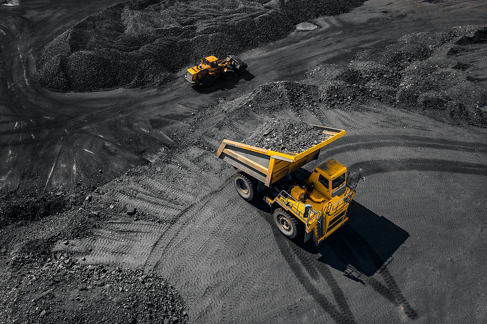Open pit mine, extractive industry for coal, top view aerial.