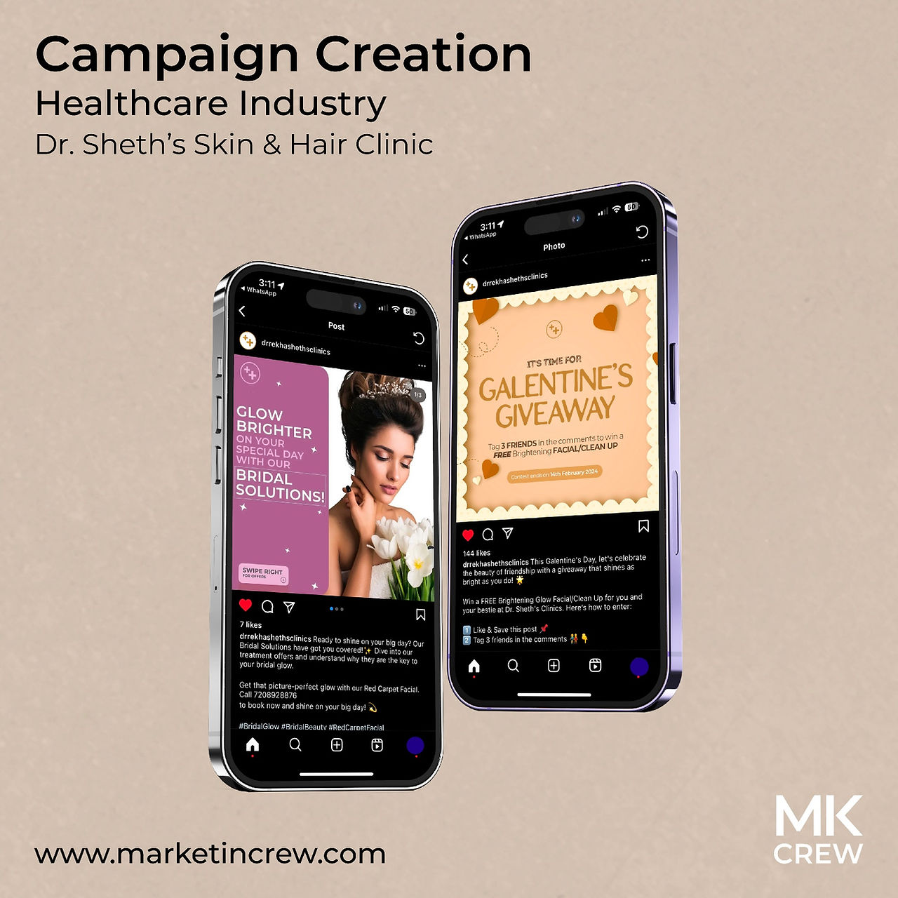 Réunion créative chez MarketinCrew où l'équipe conçoit des graphiques personnalisés pour les médias sociaux d'un client de soins de santé.