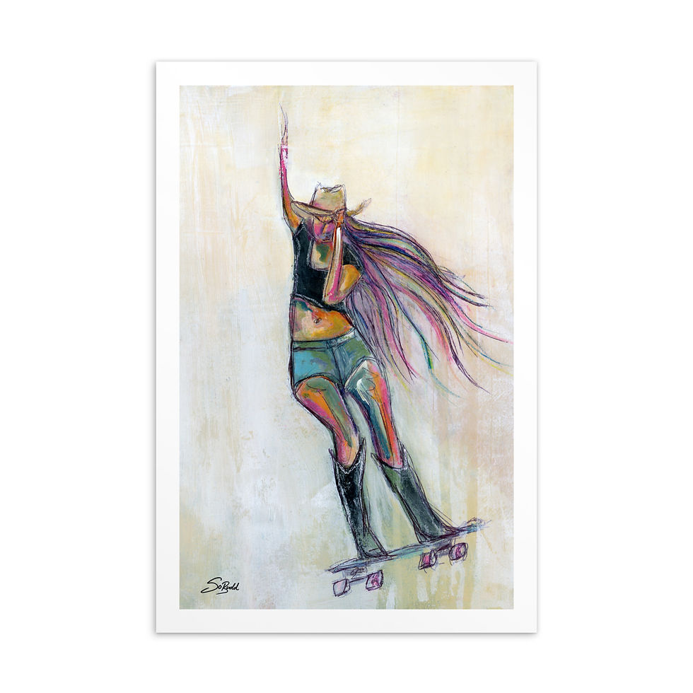 Thumbnail: Cowgirl skateboard mini print