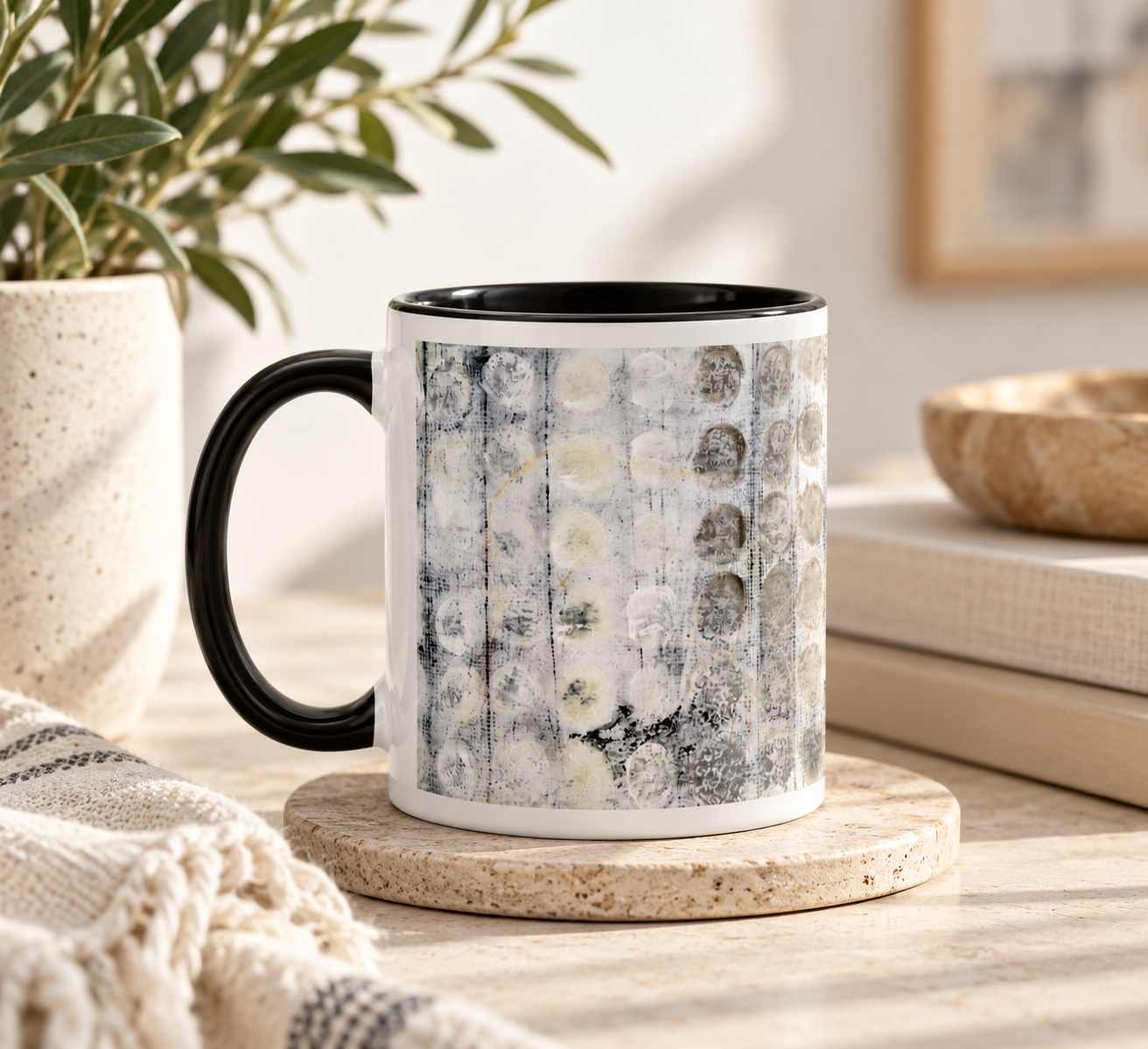 Neutral Abstract Art Coffee Mug | Faded Patterns of Time
