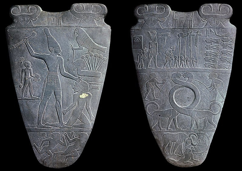 The Narmer Palette depicts the unification of the Two Lands.
