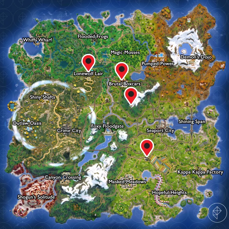 every mirror location on the Fortnite map