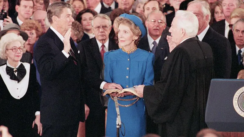 Ronald Reagan's 1985 inauguration also took place inside the Capitol Rotunda