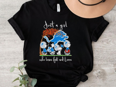 Peanuts just a girl who loves fall and Lions shirt