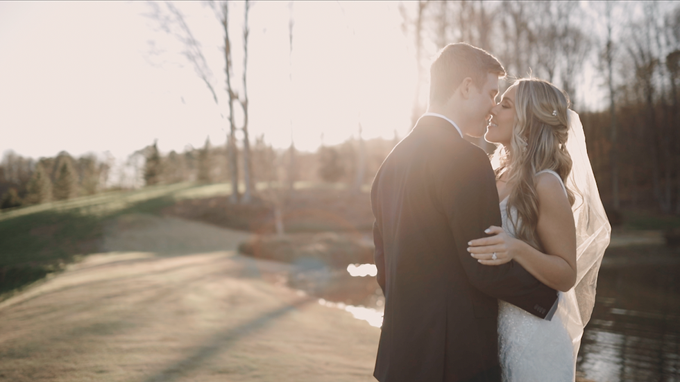 bride and groom kissing