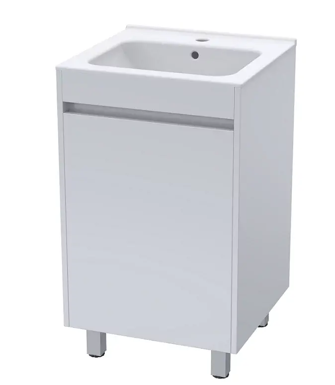 Lecico-CABDUOZARFWHIBS-Zara Basin With Floor Standing Cabinet In High Gloss Whit