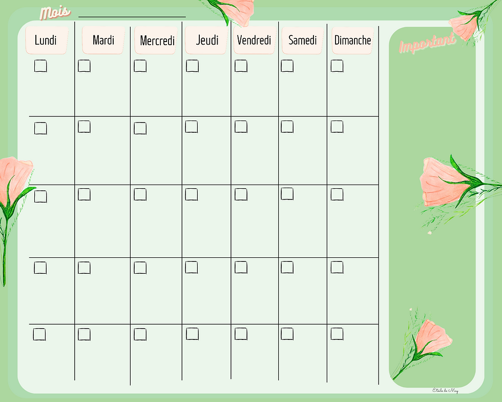 Miniature : Calendrier PLASTIFIÉ non daté 《Fleurs》