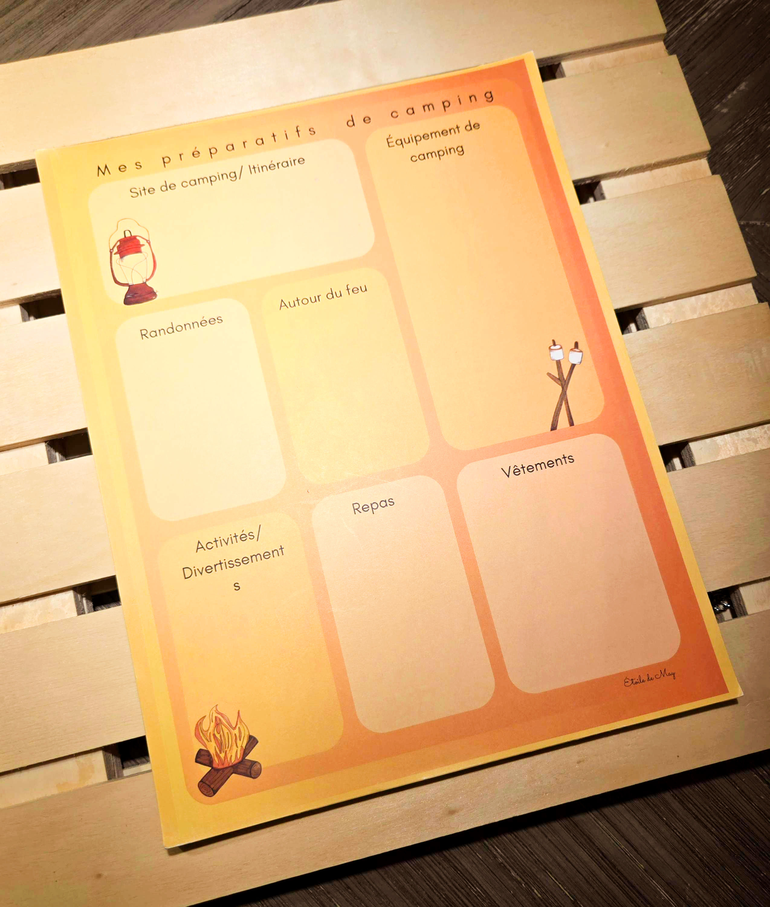 Liste mes préparatifs de camping