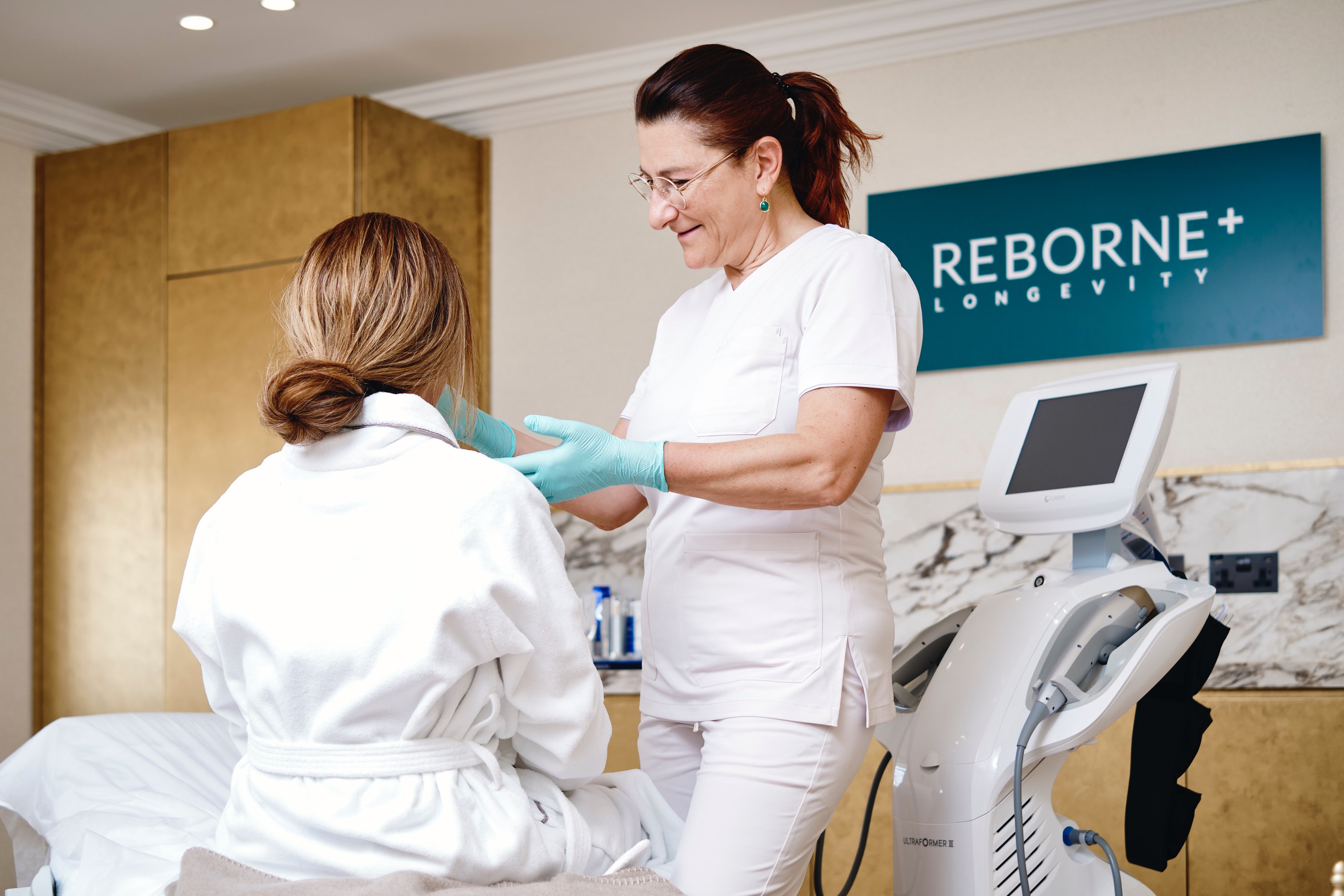 Ultraformer treatment on the jawline at Reborne, Marylebone, London