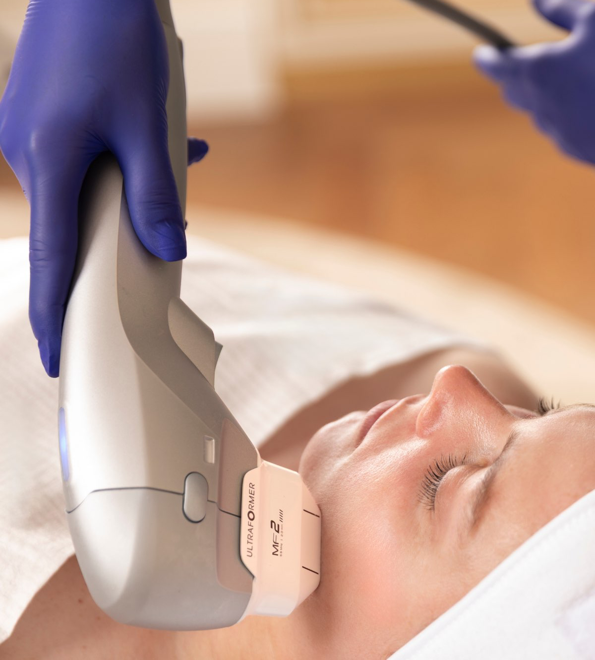Ultraformer treatment on the jawline at Reborne, Marylebone, London