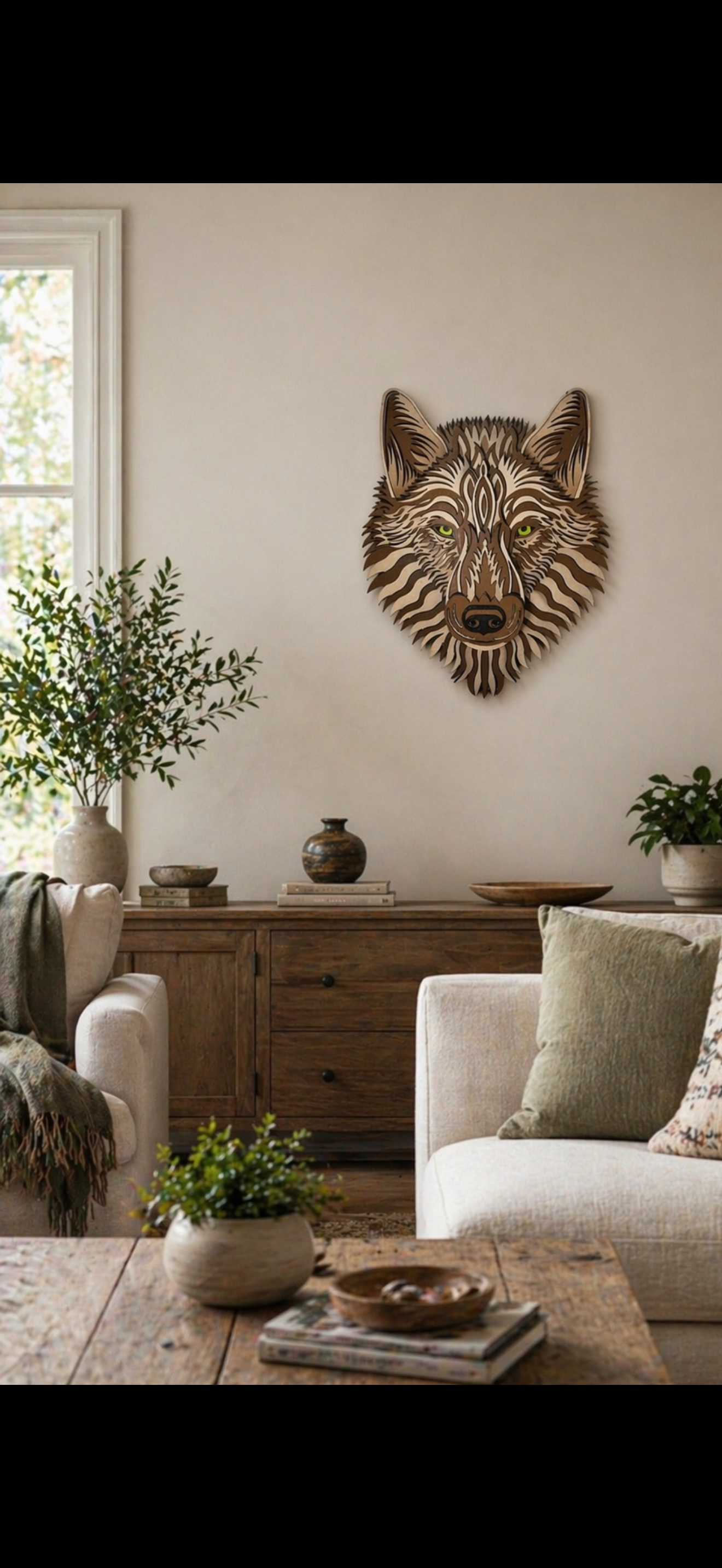 (Large) 3D-Wolf Head Mandela