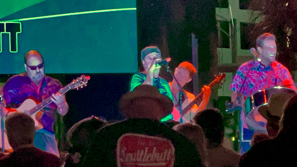 Close-up view of a steel drum on a beach stage