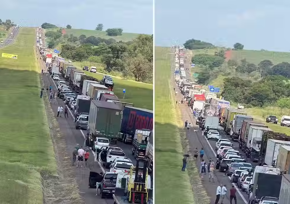Devido ao acidente, foi registrado seis quilômetros de congestionamento no trecho da SP 280, em Cesário Lange