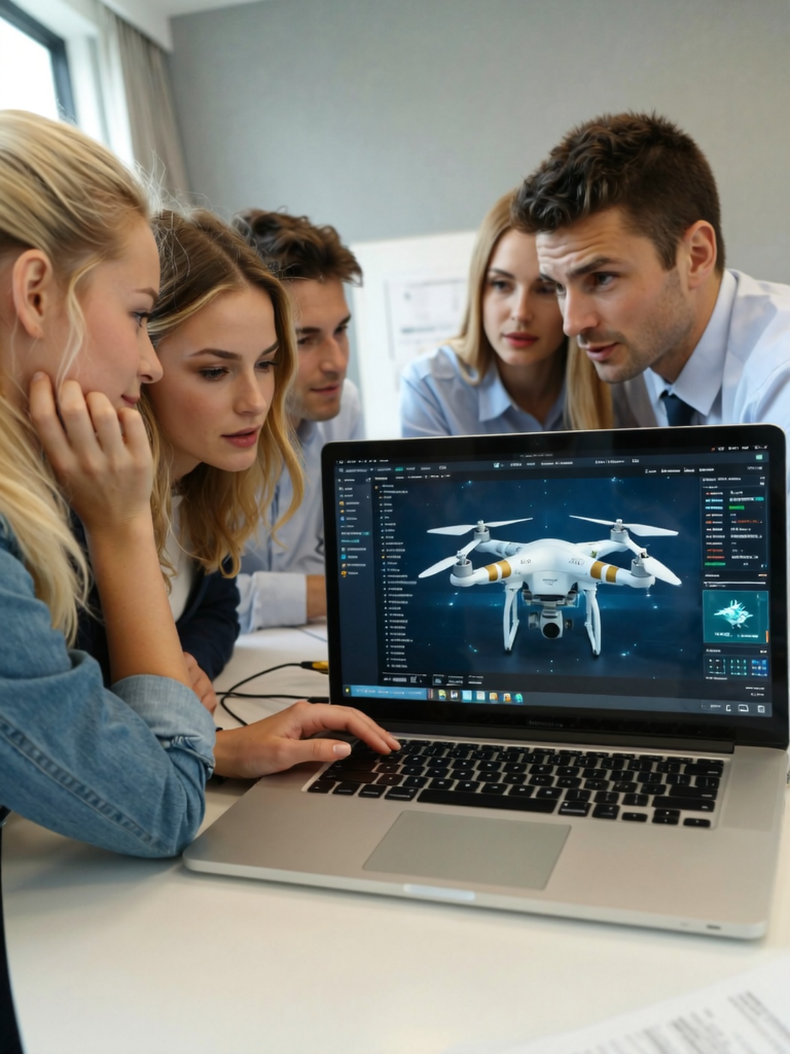 aviation students looking at drone data