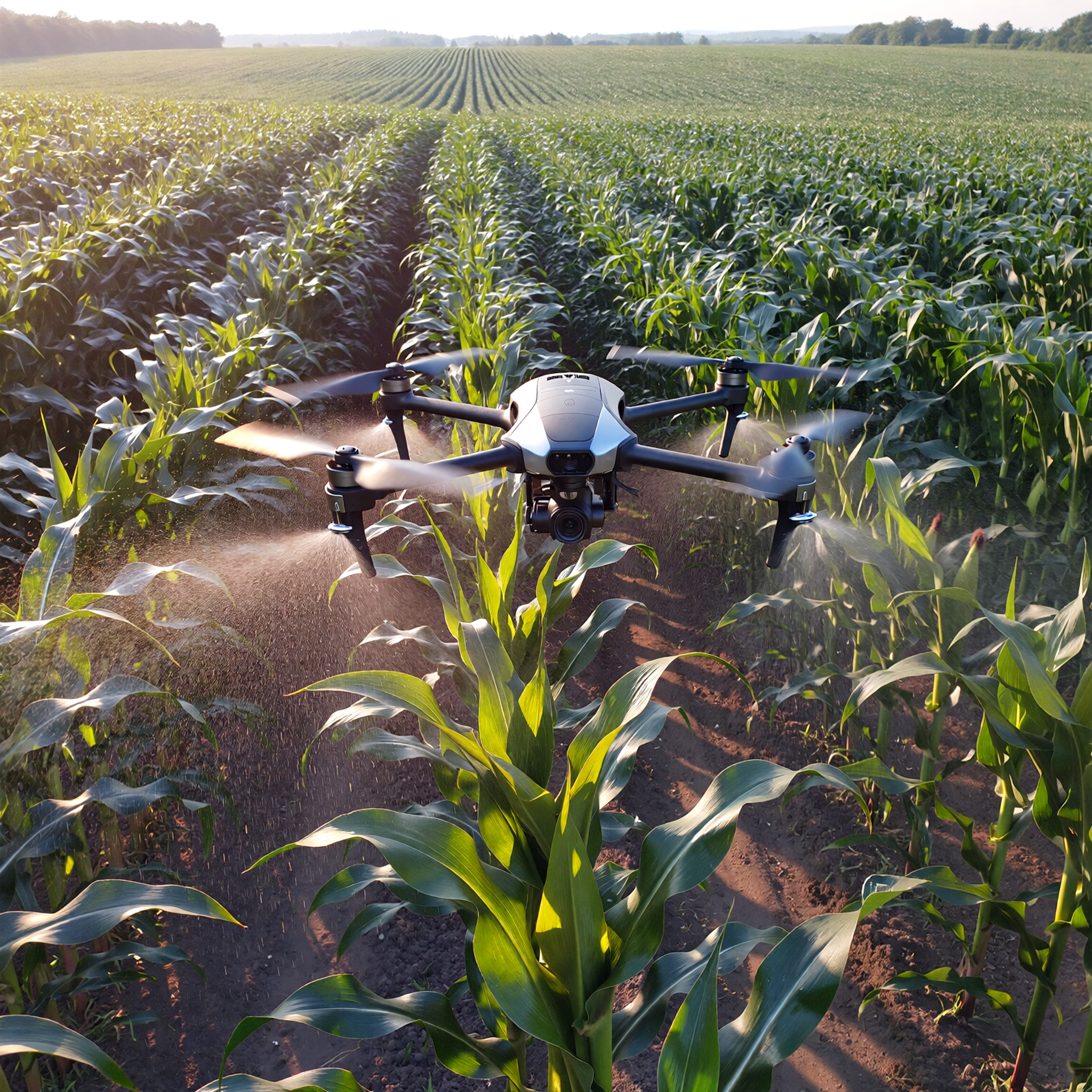Drone spraying an agricultural field