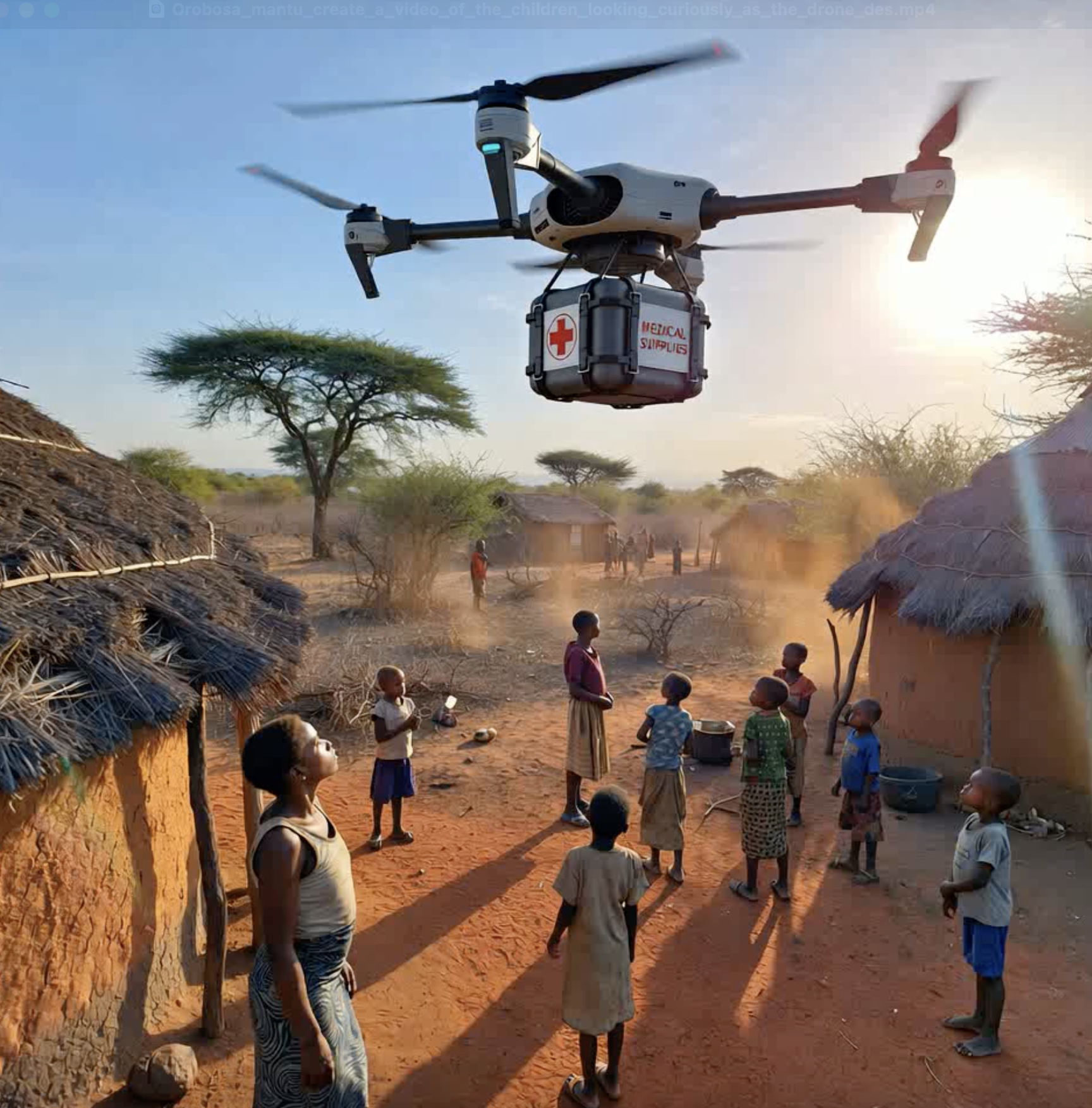 Drone delivering medical supplies
