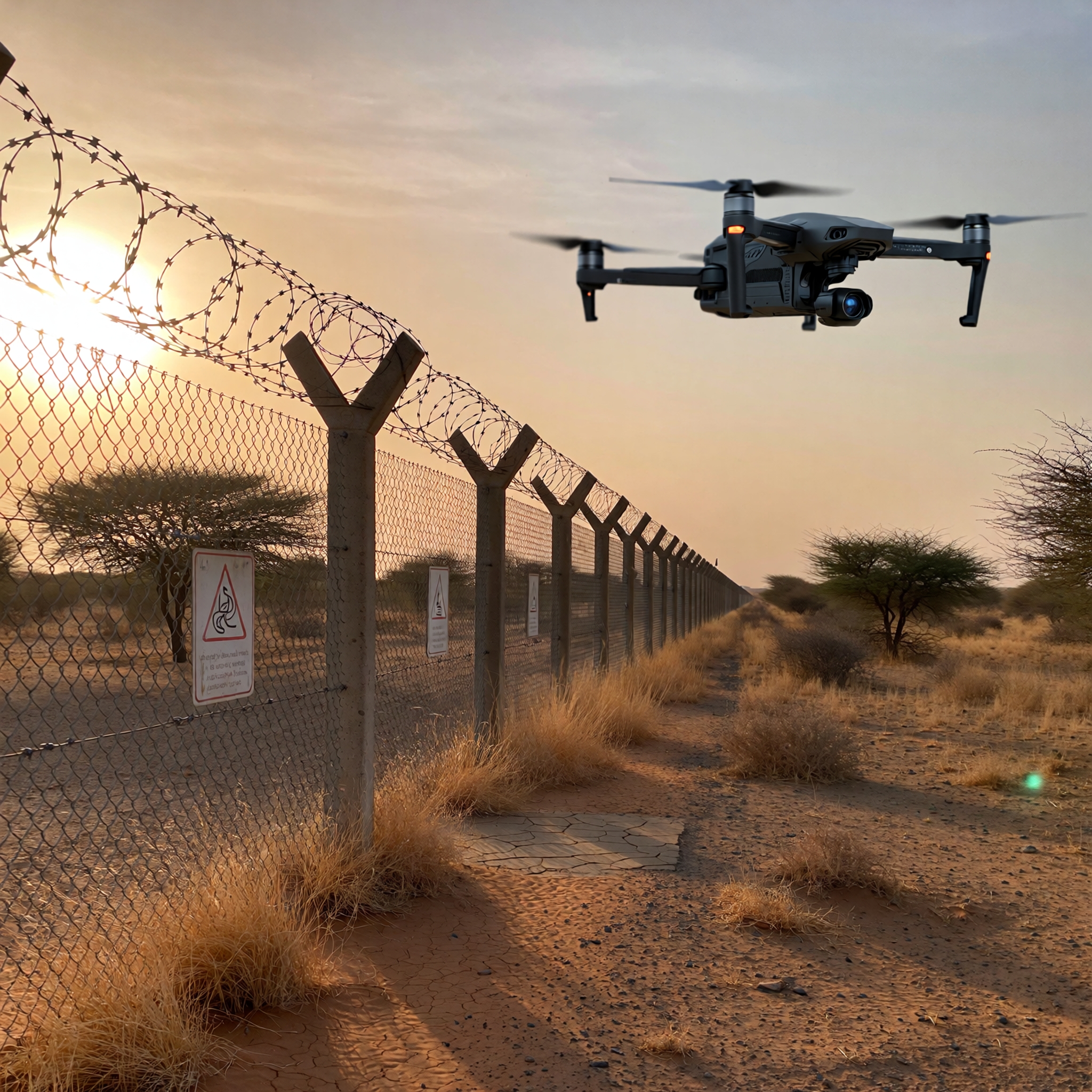 Drone protecting a country national border