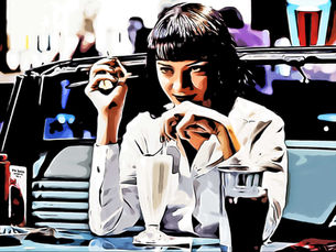 Poster Shop Boys Illustrated Movie Poster featuring Mia Wallace illustration art
