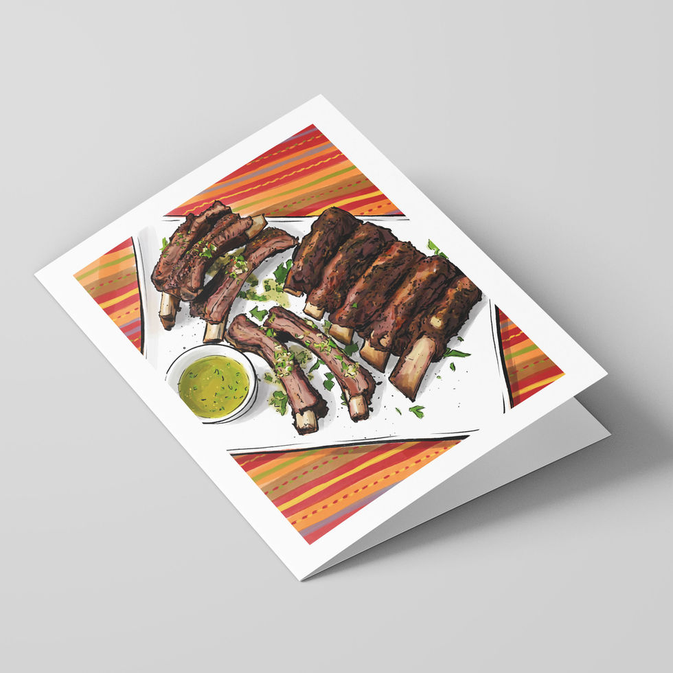 Poster Shop Boys Asado illustrated greeting card, front of the card. Shop now
