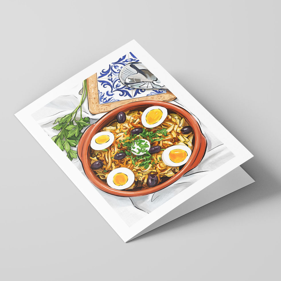 Poster Shop Boys Bacalhau illustrated greeting card, front of the card. Shop now