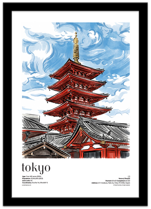 Poster Shop Boys Illustrated City Travel poster featuring Tokyo Sensoji Temple