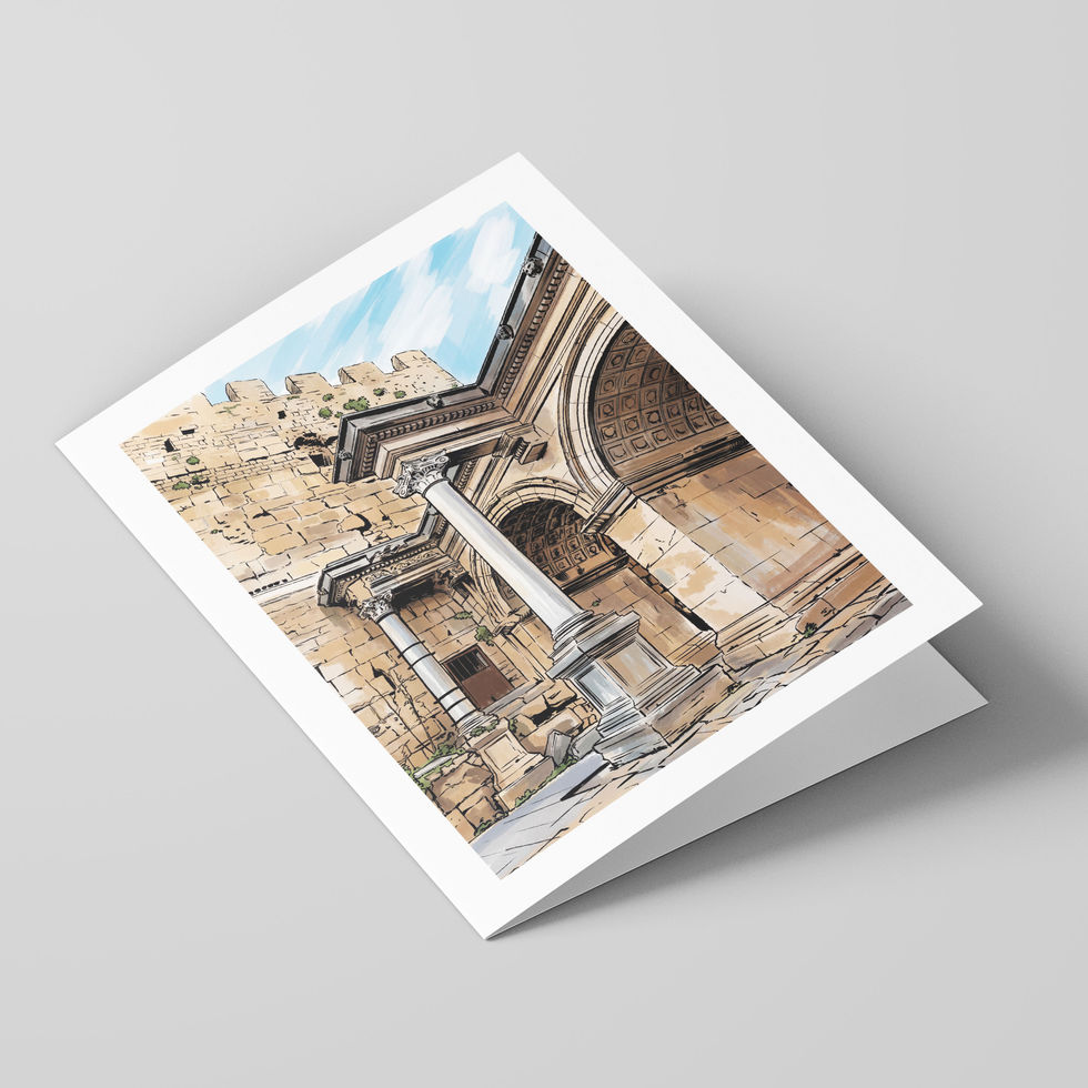 Poster Shop Boys Antalya - Hadrian's Gate illustrated greeting card, front of the card. Shop now